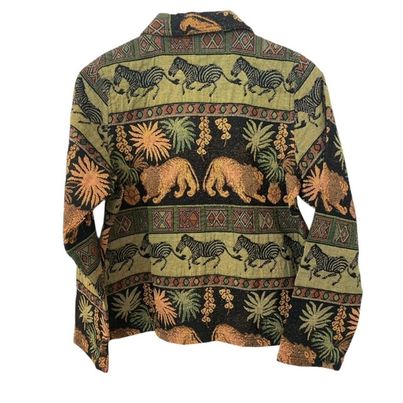 New Identity Womens Tapestry Animal Print Button Down Jacket Size Medium Vintage - Picture 5 of 5